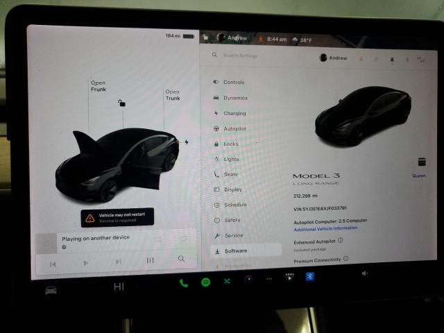 Photo 9 from auction – 2018 TESLA MODEL 3 with VIN 5YJ3E1EAXJF033791