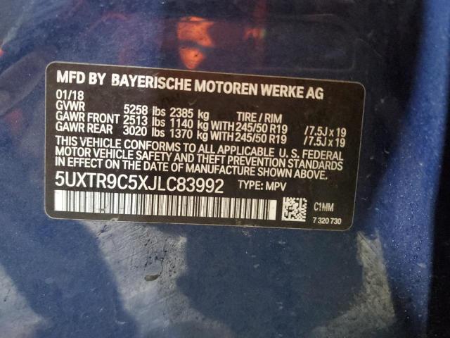 Photo 14 from auction – 2018 BMW X3 XDRIVE3 with VIN 5UXTR9C5XJLC83992