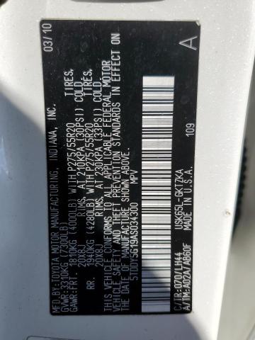 Photo 14 from auction – 2010 TOYOTA SEQUOIA PL with VIN 5TDDY5G19AS034300