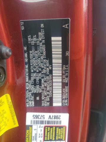 Photo 14 from auction – 2013 TOYOTA SIENNA XLE with VIN 5TDYK3DC1DS301849
