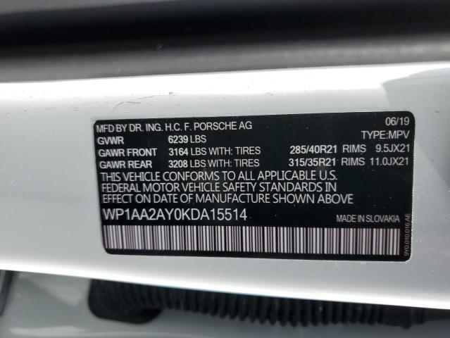 Photo 14 from auction – 2019 PORSCHE CAYENNE with VIN WP1AA2AY0KDA15514