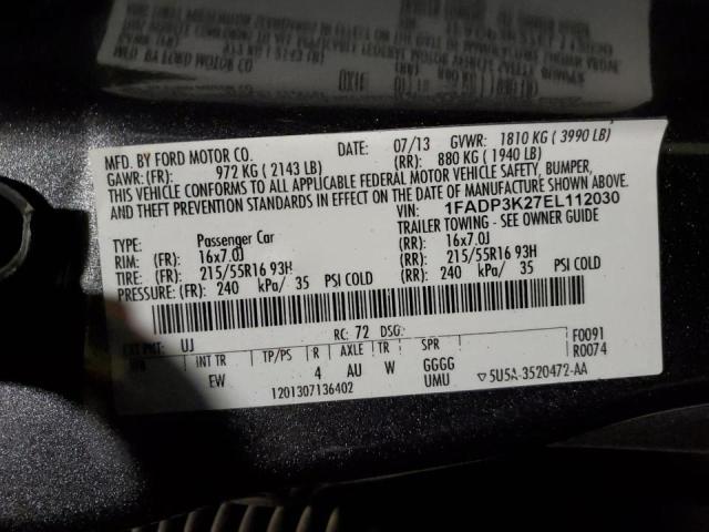 Photo 14 from auction – 2014 FORD FOCUS SE with VIN 1FADP3K27EL112030