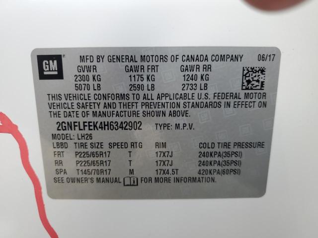 Photo 14 from auction – 2017 CHEVROLET EQUINOX LT with VIN 2GNFLFEK4H6342902