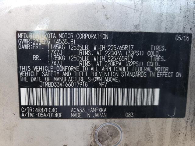 Photo 14 from auction – 2006 TOYOTA RAV4 with VIN JTMBD33V166017918