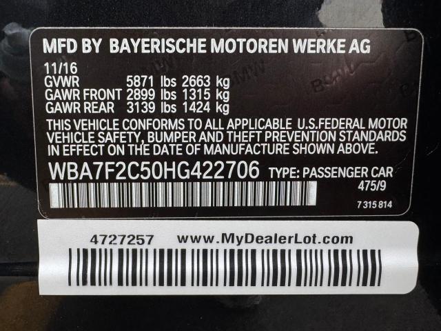 Photo 10 from auction – 2017 BMW 750 XI with VIN WBA7F2C50HG422706
