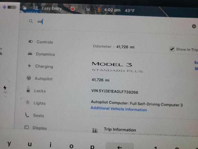 Снимка 9 от търг – 2020 TESLA MODEL 3 с VIN 5YJ3E1EA0LF739266