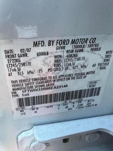 Photo 10 from auction – 2008 FORD F350 SUPER with VIN 1FTWW33R98EA23148