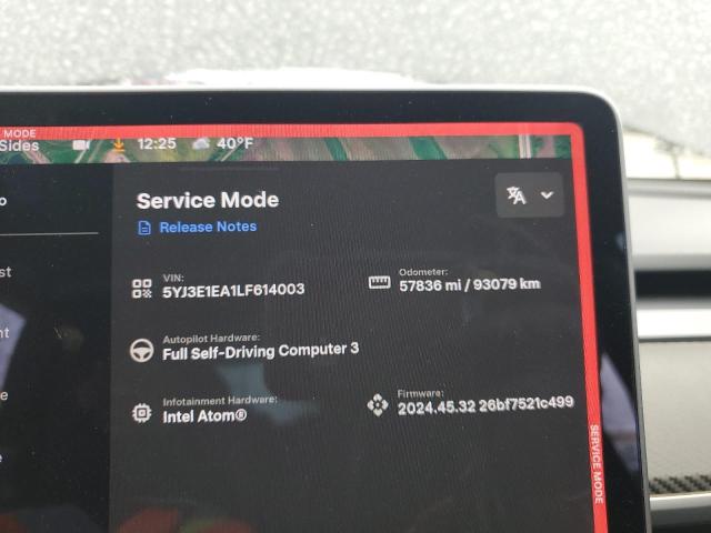 Photo 9 from auction – 2020 TESLA MODEL 3 with VIN 5YJ3E1EA1LF614003