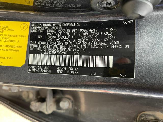 Photo 10 from auction – 2008 TOYOTA HIGHLANDER with VIN JTEES42A582002609