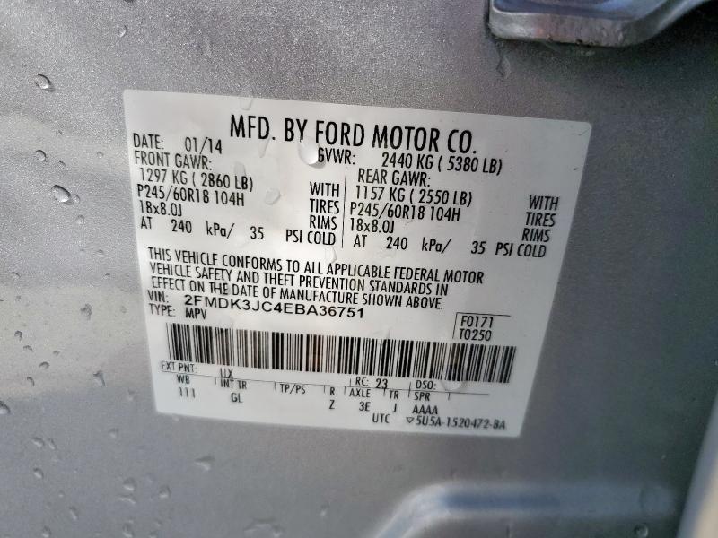 Photo 14 from auction – 2014 FORD EDGE SEL with VIN 2FMDK3JC4EBA36751