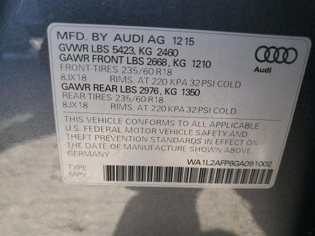 Photo 14 from auction – 2016 AUDI Q5 PREMIUM with VIN WA1L2AFP6GA091002