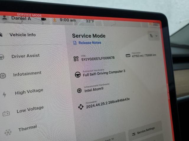 Photo 9 from auction – 2020 TESLA MODEL Y with VIN 5YJYGDEE1LF006678
