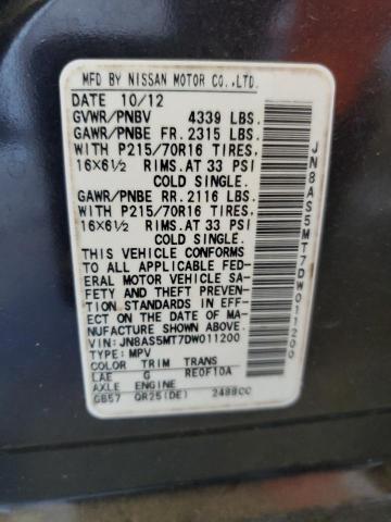 Photo 14 from auction – 2013 NISSAN ROGUE S with VIN JN8AS5MT7DW011200