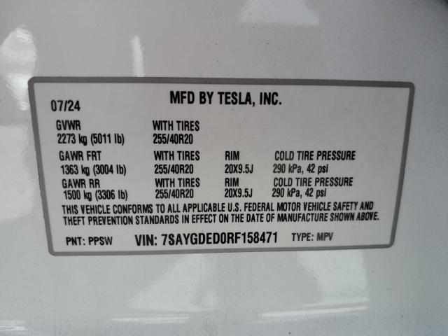 Снимка 14 от търг – 2024 TESLA MODEL Y с VIN 7SAYGDED0RF158471