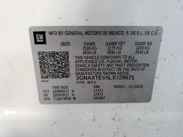 Photo 14 from auction – 2020 CHEVROLET EQUINOX LT with VIN 3GNAXTEV5LS729671