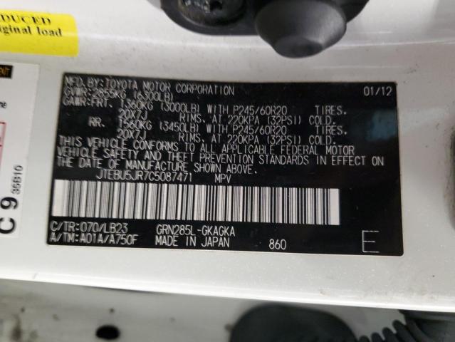 Photo 14 from auction – 2012 TOYOTA 4RUNNER SR with VIN JTEBU5JR7C5087471