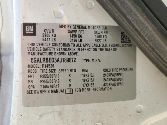 Photo 14 from auction – 2010 BUICK ENCLAVE CX with VIN 5GALRBED3AJ189072