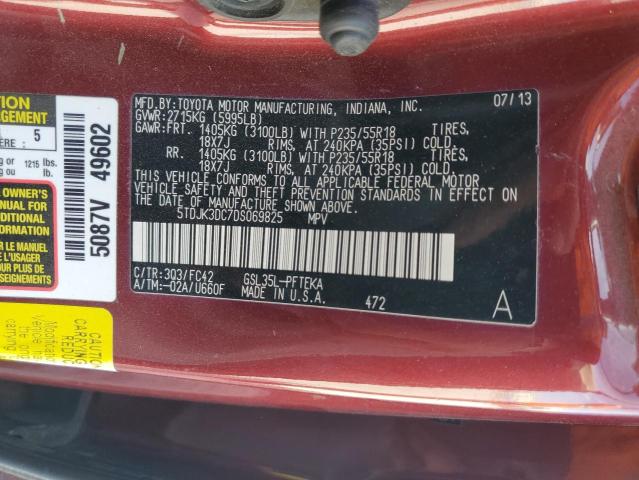 Photo 14 from auction – 2013 TOYOTA SIENNA LE with VIN 5TDJK3DC7DS069825