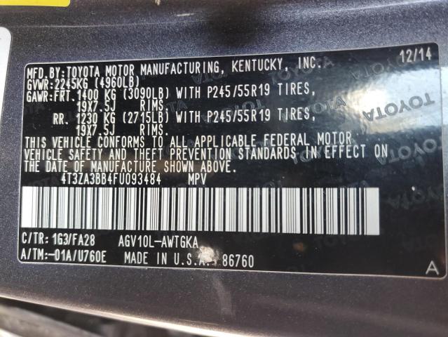 Photo 14 from auction – 2015 TOYOTA VENZA LE with VIN 4T3ZA3BB4FU093484
