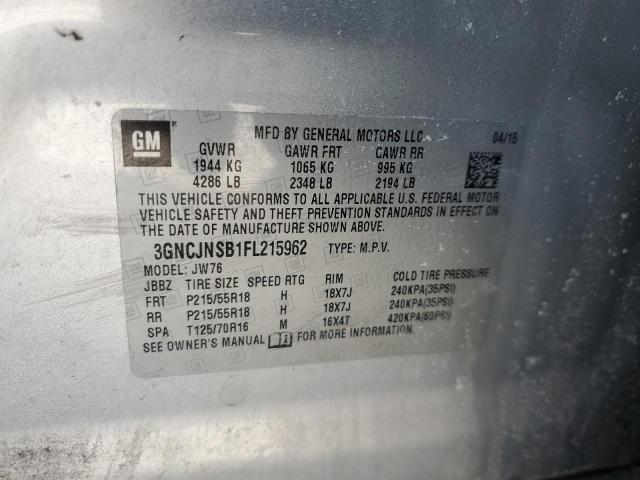 Photo 14 from auction – 2015 CHEVROLET TRAX LTZ with VIN 3GNCJNSB1FL215962