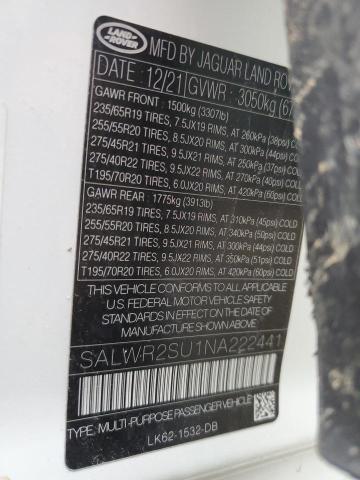 Photo 14 from auction – 2022 LAND ROVER RANGE ROVE with VIN SALWR2SU1NA222441