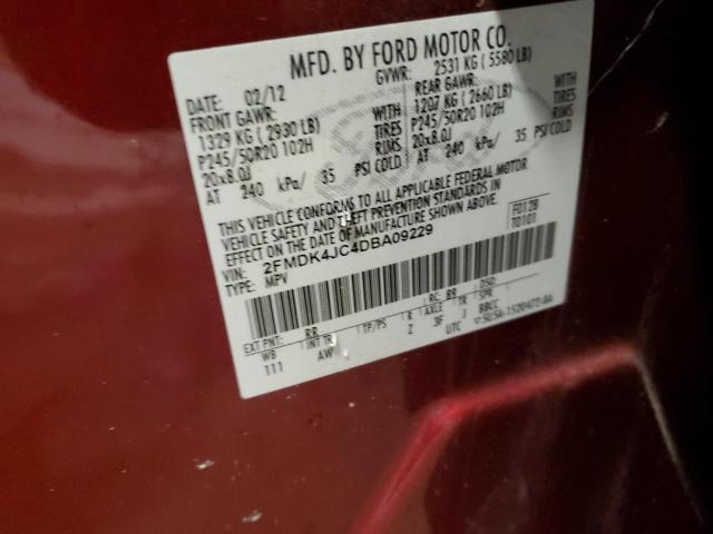 Photo 14 from auction – 2013 FORD EDGE SEL with VIN 2FMDK4JC4DBA09229
