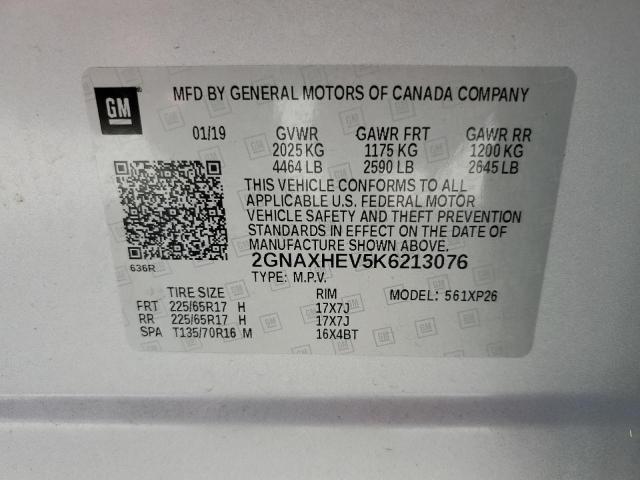 Photo 14 from auction – 2019 CHEVROLET EQUINOX LS with VIN 2GNAXHEV5K6213076