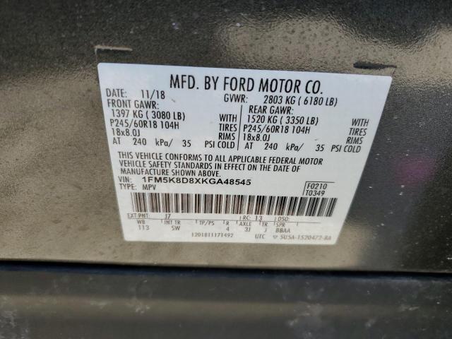 Снимка 14 от търг – 2019 FORD EXPLORER X с VIN 1FM5K8D8XKGA48545