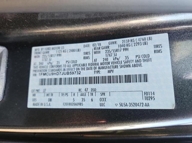 Photo 10 from auction – 2018 FORD ESCAPE SEL with VIN 1FMCU9HD7JUB59732