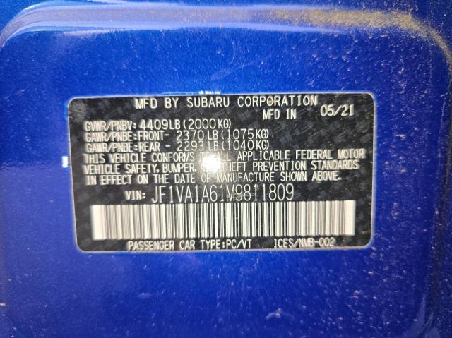 Zdjęcie 10 z aukcji – 2021 SUBARU WRX z VIN JF1VA1A61M9811809