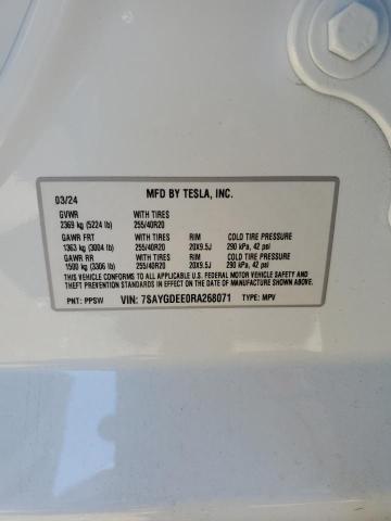Photo 14 from auction – 2024 TESLA MODEL Y with VIN 7SAYGDEE0RA268071