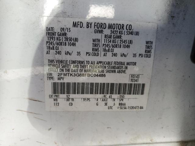 Снимка 14 от търг – 2015 FORD EDGE SE с VIN 2FMTK3G88FBC04486