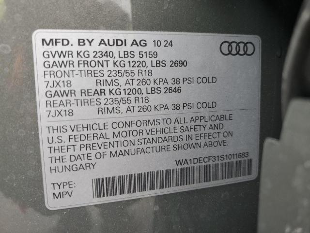 Photo 14 from auction – 2025 AUDI Q3 PREMIUM with VIN WA1DECF31S1011683