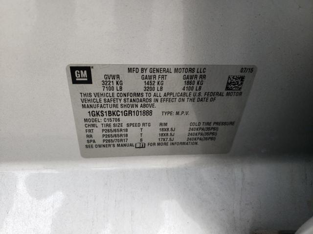 Photo 14 from auction – 2016 GMC YUKON SLT with VIN 1GKS1BKC1GR101888