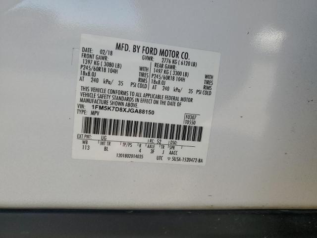 Photo 14 from auction – 2018 FORD EXPLORER X with VIN 1FM5K7D8XJGA88150