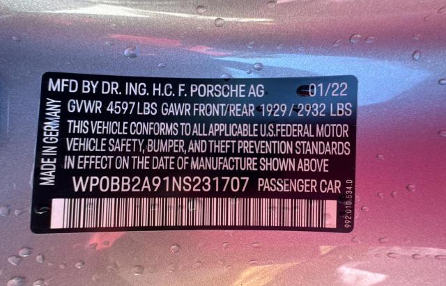 Фото 10 с аукциона – 2022 PORSCHE 911 TARGA с VIN WP0BB2A91NS231707