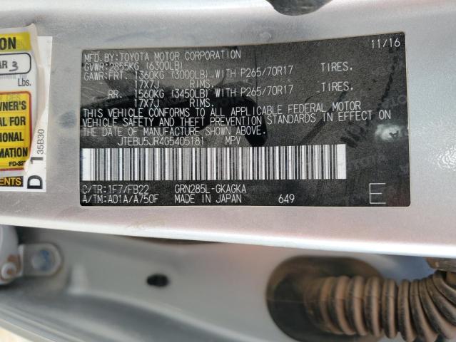 Photo 14 from auction – 2016 TOYOTA 4RUNNER SR with VIN JTEBU5JR4G5405181