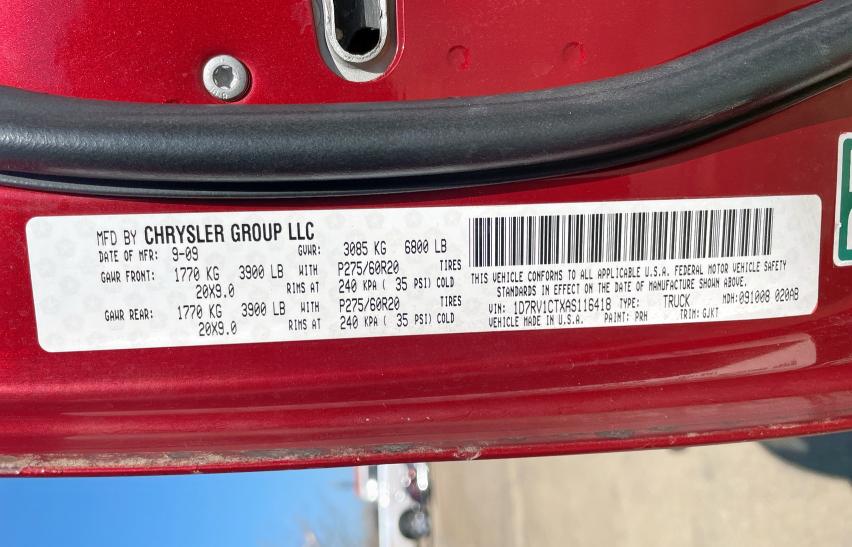 Photo 10 from auction – 2010 DODGE RAM 1500 with VIN 1D7RV1CTXAS116418
