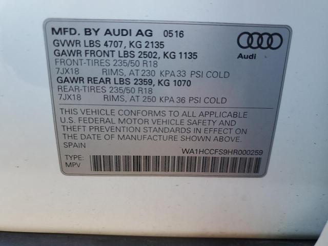 Photo 14 from auction – 2017 AUDI Q3 PREMIUM with VIN WA1HCCFS9HR000259