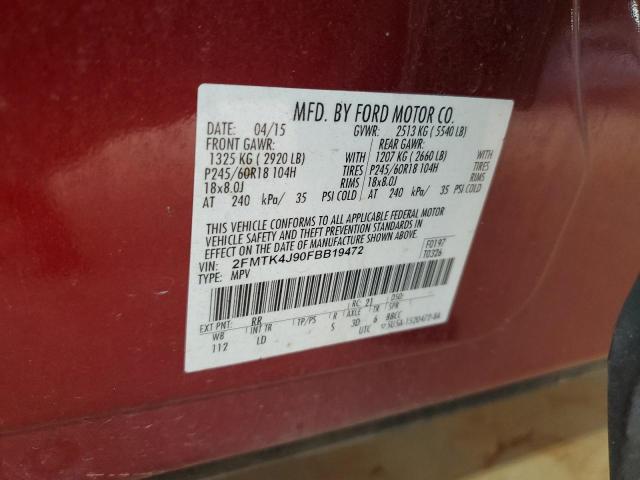 Photo 14 from auction – 2015 FORD EDGE SEL with VIN 2FMTK4J90FBB19472