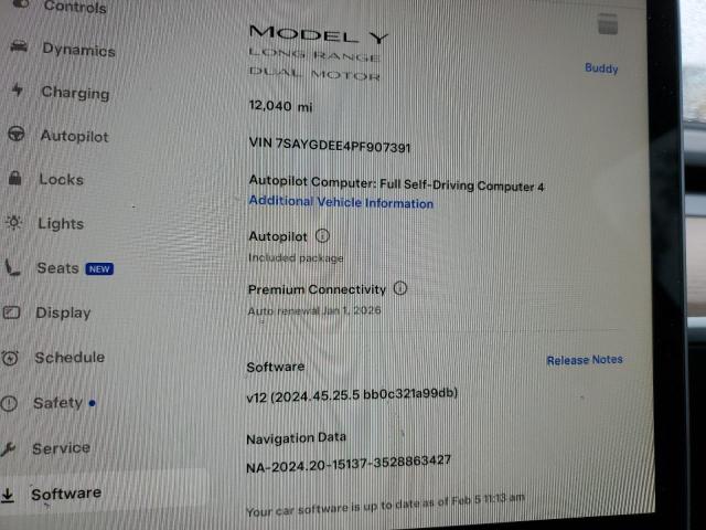 Photo 9 from auction – 2023 TESLA MODEL Y with VIN 7SAYGDEE4PF907391