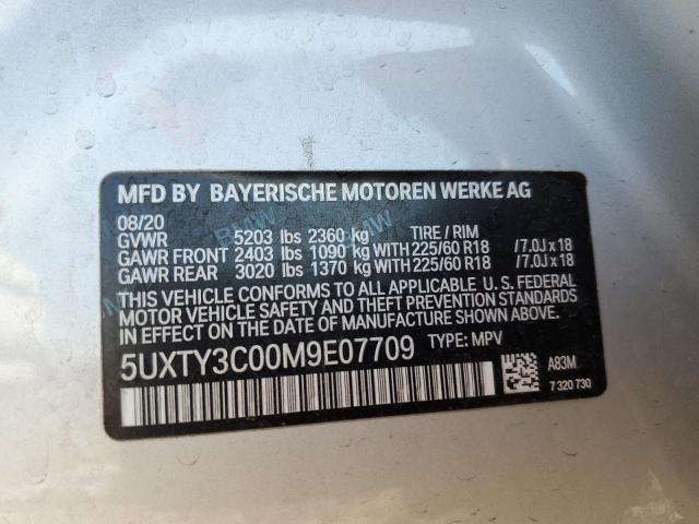 Photo 14 from auction – 2021 BMW X3 SDRIVE3 with VIN 5UXTY3C00M9E07709