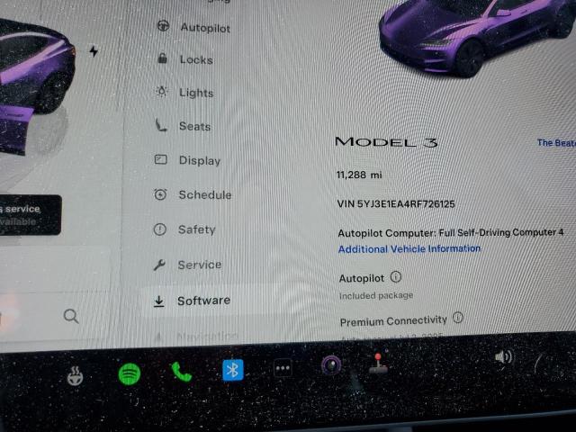 Photo 9 from auction – 2024 TESLA MODEL 3 with VIN 5YJ3E1EA4RF726125