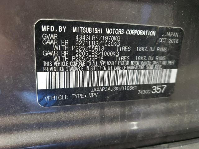 Photo 14 from auction – 2019 MITSUBISHI OUTLANDER with VIN JA4AP3AU3KU010661