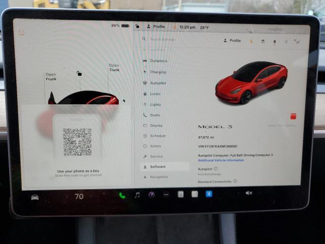 Photo 9 from auction – 2022 TESLA MODEL 3 with VIN 5YJ3E1EA0NF368581
