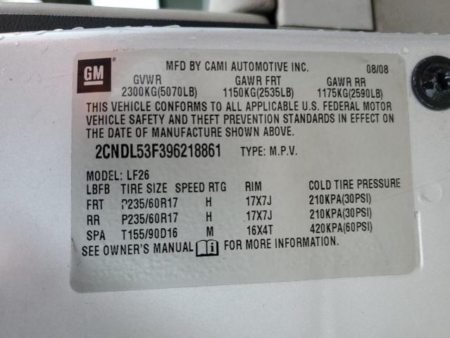 Photo 14 from auction – 2009 CHEVROLET EQUINOX LT with VIN 2CNDL53F396218861