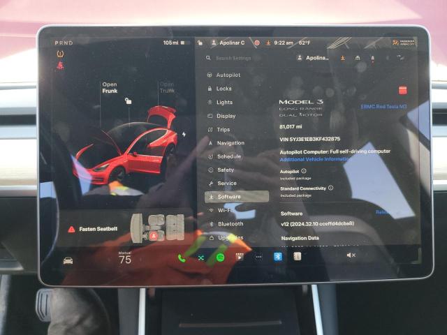 Photo 9 from auction – 2019 TESLA MODEL 3 with VIN 5YJ3E1EB3KF432875