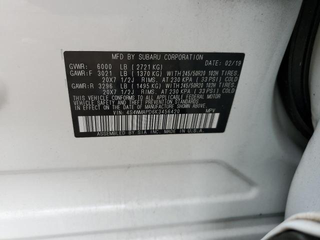 Photo 14 from auction – 2019 SUBARU ASCENT LIM with VIN 4S4WMAPD6K3456420
