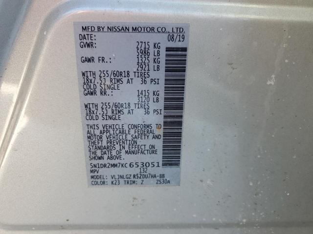 Photo 14 from auction – 2019 NISSAN PATHFINDER with VIN 5N1DR2MM7KC653051