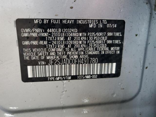 Photo 14 from auction – 2015 SUBARU FORESTER 2 with VIN JF2SJADC0FH491780